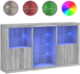 vidaXL Sideboard mit LED-Leuchten Grau Sonoma 181,5x37x100 cm 3209182