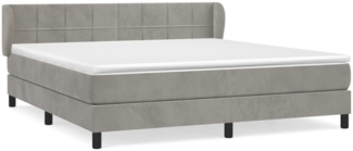 vidaXL Boxspringbett mit Matratze Hellgrau 180x200 cm Samt 3127505