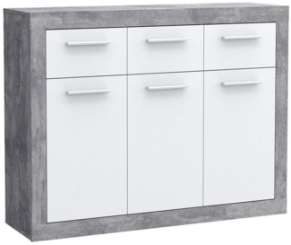 Newroom Kommode Hisako, Kommode Betonoptik Lichtgrau Modern Sideboard Highboard Wohnzimmer