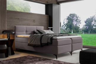 99rooms Festa Boxspringbett Kunstleder 160x200 cm Grau