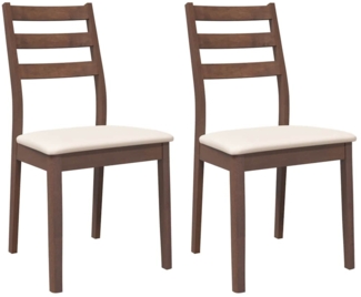 vidaXL Esszimmerstühle mit Kissen 2 Stk. Braun Massivholz Gummibaum 4102515