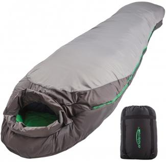 anaterra® Schlafsack VETUR - 3 Jahreszeiten, bis -20 Grad, Wasserdicht, Warm, Leicht, mit Reißverschluss, Grau - Mumienschlafsack, Deckenschlafsack für Erwachsene, Outdoor, Camping, Winter, Wandern