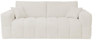 Vente-unique - Schlafsofa mit Matratze 3-Sitzer - Bouclé-Stoff - Beige - Liegefläche 140 cm - Matratze 16 cm - ISSORO