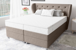 99rooms Hermes Boxspringbett 140x200 cm Velours SORO Beige Bonell-Federung