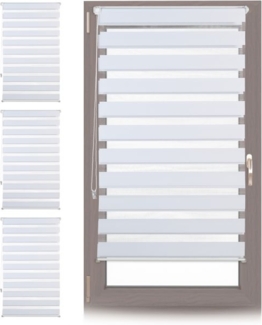 4 x Doppelrollo Klemmfix Weiß 70x150 cm