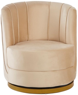 Drehsessel Beige 68 x 57 cm Samt mit Diamantsteppung und goldenem Sockel