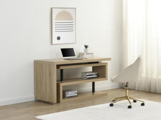Vente-unique - Schreibtisch - Tischplatte um 360° schwenkbar - MDF - Eichefarben - NICEPHORE II