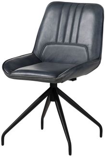 Stuhl Echtleder 49x56x83 blau IRON LABEL #510