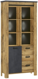 Stauraumelement Yola / York , Holzwerkstoff, Metall , Anthrazit, Holzfarben , 93 x 201 x 37 cm