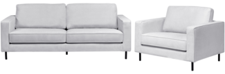 Sofa Set SAVALEN Stoff Hellgrau 4-Sitzer