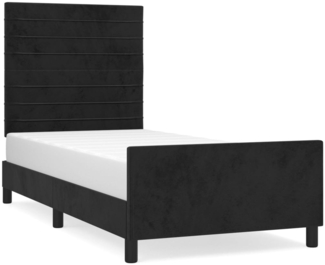 vidaXL Bettgestell mit Kopfteil Samt Schwarz 100x200 cm, Härtegrad: H2 [3125802]