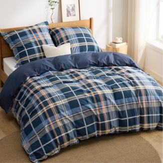 BEDSURE Wendebettwäsche mit Zweige-Design und Reißverschluss, ÖKO-TEX zertifiziert, Baumwolle, 3 teilig, aus 100% natürlicher Baumwolle, mit 8 stabilen Eckbändchen