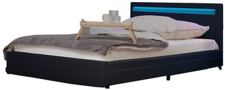 HOME DELUXE Bett Nube mit Schubladen 180 x 200 (inkl. Lattenrost & Matratze), Polsterbett, Doppelbett, Bettgestell mit Stauraum, LED Bett