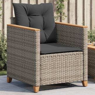 vidaXL Gartensessel mit Kissen Grau Poly Rattan 366322