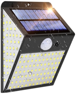 MUPOO LED Außen-Wandleuchte 128/170LED Solarleuchte 300°Weitwinkel Solar Wandleuchte Gartenleuchte, 3-seitig weitwinklig 170LEDs, Drahtlose für Außen Veranda Garten Haustür Hof