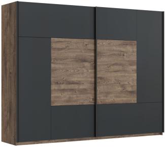 Schwebetürenschrank Kleiderschrank Atlanta 270x62x210cm Ribbeck eiche dunkelgrau 2-türig