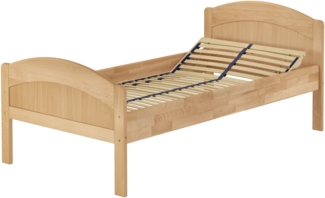 Überlanges Holzbett mit hoher Sitzkante Buche natur 90x220 Zubehör wählbar V-60.75-09-220Federholzrahmen inkl.