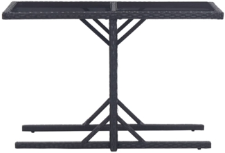 vidaXL Gartentisch Schwarz 110×53×72 cm Glas und Poly Rattan 46452