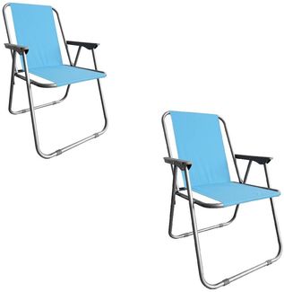 Campingstuhl Anglersessel Gartenstuhl Sessel mit Armlehne hellblau 2er Set