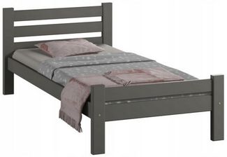 Home Collective Bettgestell Massivholzbett, Einzelbett mit Lattenrost & sicherem Lack, 210 x 102 x 72 cm, Grau
