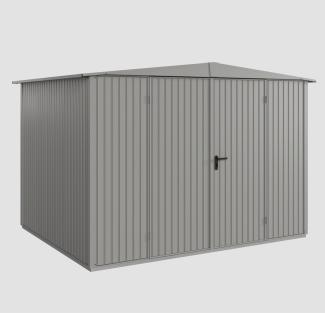 Hörmann Ecostar Metall-Gerätehaus Trend mit Satteldach Typ 3, 238 x 303 cm , graualuminium, 7,2 m²,2-flüglige Tür