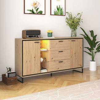 BlingBin Sideboard Kommode Anrichte mit Ablagefächern Modernes Sideboard (mit drei Schubladen, mit zwei Türen), Gesamtabmessungen:160 L x 40 B x 85 H(cm)