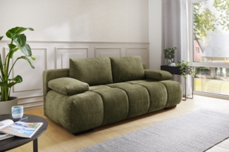 JOB 'Reno' Schlafsofa, Chenille grün, 213 x 101 x 86 cm
