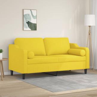 vidaXL 2-Sitzer-Sofa mit Zierkissen Hellgelb 140 cm Stoff 3200850