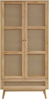 TavilaEcon Kleiderschrank 2-türiger Kleiderschrank mit Stange,mit unterem Flip-Top-Deckel Natur