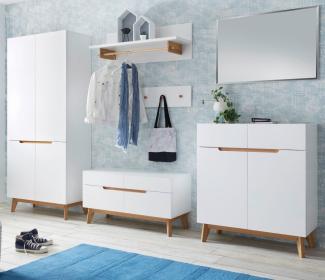 Garderobe Cervo matt weiß Lack und Asteiche Set 6-teilig 297 cm