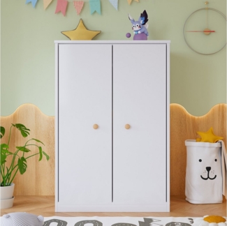 TavilaEcon Kleiderschrank mit Stange, 2-türiger Kleiderschrank Kinderkleiderschrank,80 x 50 x 120 cm