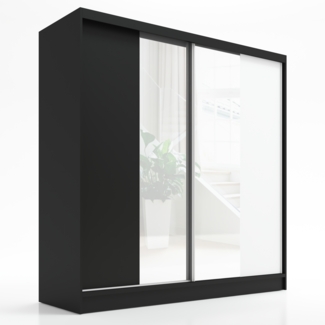 Schwebetürenschrank DUO 2-türig Schrank 180 cm Farbe: Schwarz , weiß