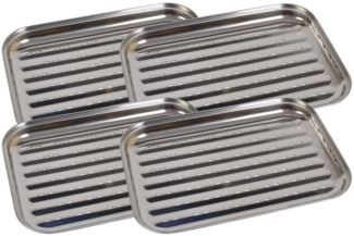 4x Edelstahl Grillschale 35x24 cm