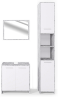 Badmöbel-Set Kiko Beton 3 Teile, mit Hochschrank Vicco