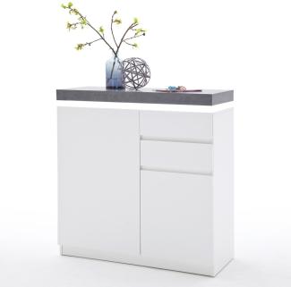 Schuhschrank Atlee 91x97x38 cm weiß LED Beleuchtung Kommode Sideboard