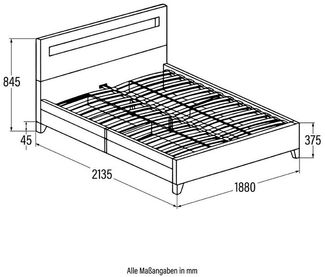 HOME DELUXE Bett Nube mit Schubladen 180 x 200 (inkl. Lattenrost & Matratze), Polsterbett, Doppelbett, Bettgestell mit Stauraum, LED Bett