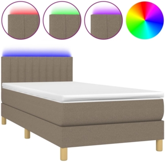 vidaXL Boxspringbett mit Matratze & LED Taupe 100x200 cm Stoff 3133857