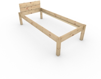 Pfostenbett "metallarm" Zirbe Holzbett "Daybett" 90 x 200cm 48cm Einzelbett