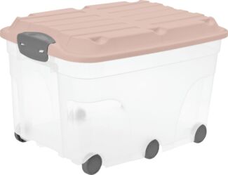 Rotho Aufbewahrungsbox Roller 6 mit Rollen und Deckel 57 L linnea pink