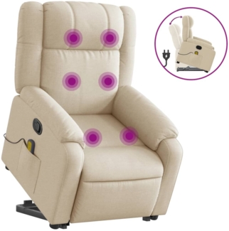 vidaXL Massagesessel mit Aufstehhilfe Creme Stoff 3205223