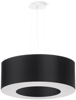 Pendelleuchte, Schwarz, Weiß, Stoff, Glas, Stahl, H 110 cm