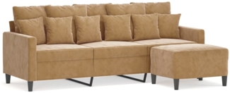 vidaXL 3-Sitzer-Sofa mit Hocker Braun 180 cm Samt 3201114