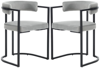 WAHSON OFFICE CHAIRS Esszimmerstuhl 2er Set, aus Samt Polsterstühle mit schwarzen Metallbeinen, Eckstühle (2 St)