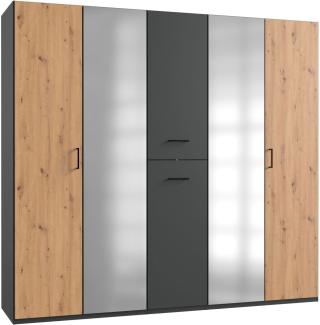 Kleiderschrank Lima 225x58x208cm Artisan Eiche graphit mit Apothekerauszügen