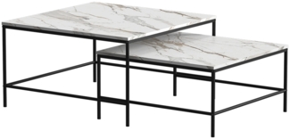Vicco Couchtisch-Set Weiß/Schwarz 80x80 cm 2 Teile, Ramio