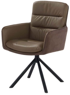Armlehnenstuhl Arco / Audrey , Leder, Stoff , Braun , 58 x 89 x 65 cm