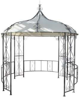 Pergola Almeria, Rundpavillon Garten Pavillon, stabiles Stahl-Gestell Ø 3m ~ creme
