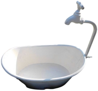 Deko-Impression Pflanzschale Wanne mit Deko-Wasserhahn Blumentopf Pflanzschale weiß 31 cm (1 St)