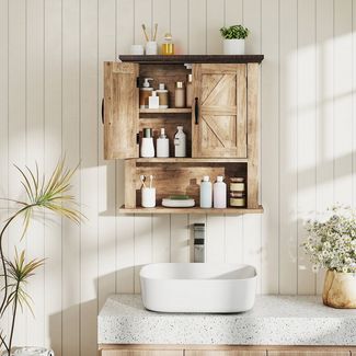 COSTWAY Hängeschrank Badezimmerschrank hängend mit verstellbaren Ablagen