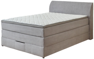 Boxspringbett Kawai / BX2380 Kurt , Stoff , Silber , 128 x 106 x 216 cm